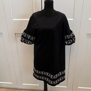 Banana Republic Black Tunic with White Embroidered Trim